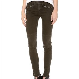 Rag & Bone Olive Green Moto Skinny Jeans